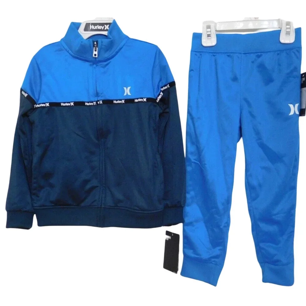Hurley Toddler Boys 2T Two Piece Track Suit Jacket Pants Blue Navy Zip Front